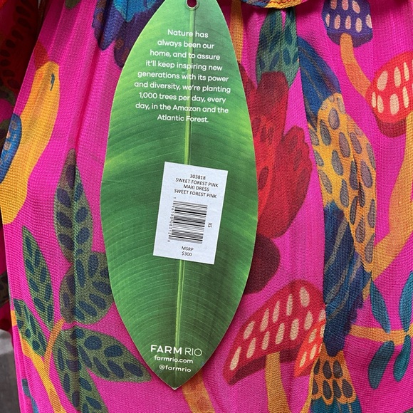 NWT Farm Rio Farm Rio's Sweet Forest  pink tier halter mushroom maxi dress - Picture 16 of 17